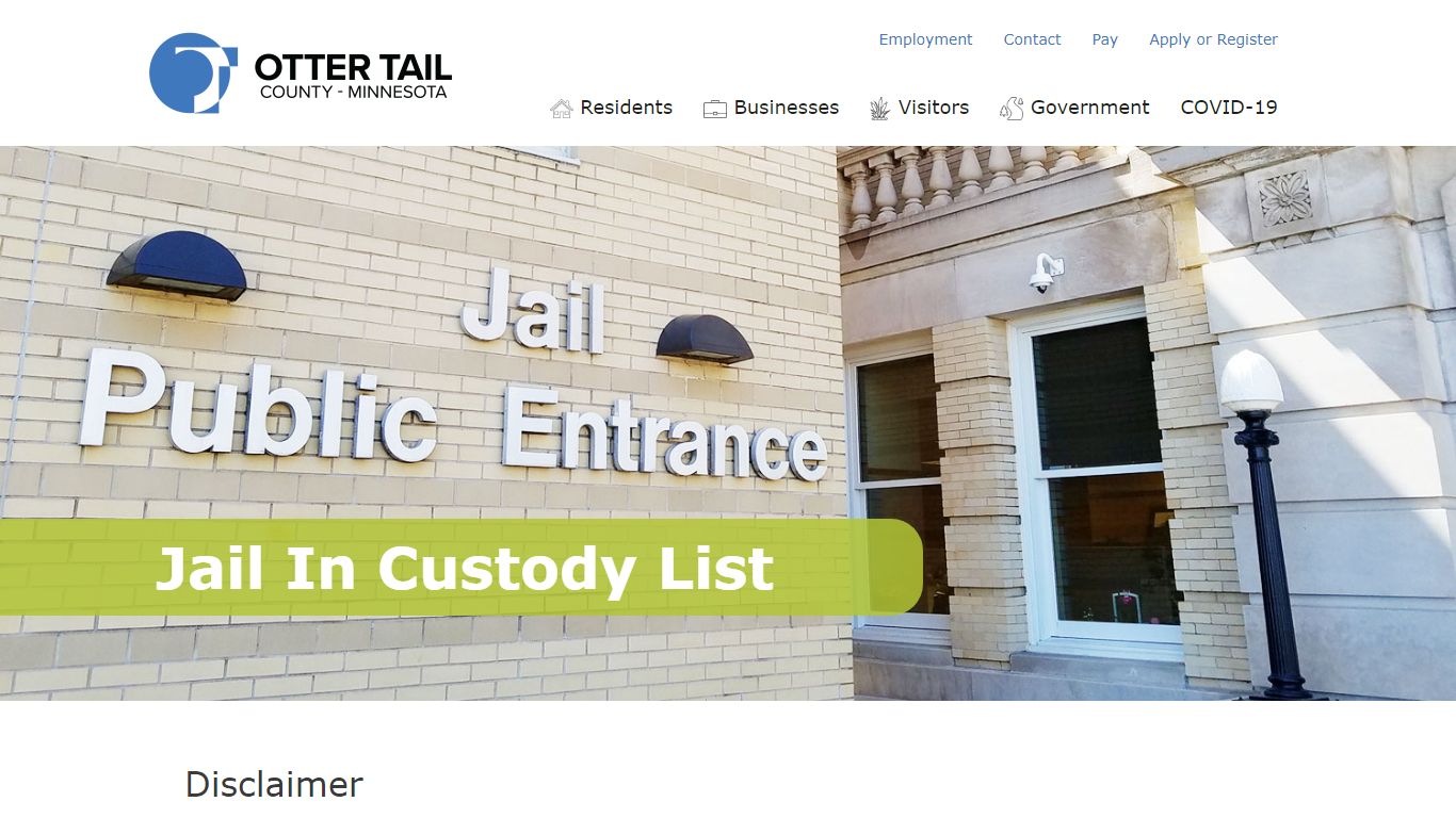 Jail In Custody List | Otter Tail County, MN